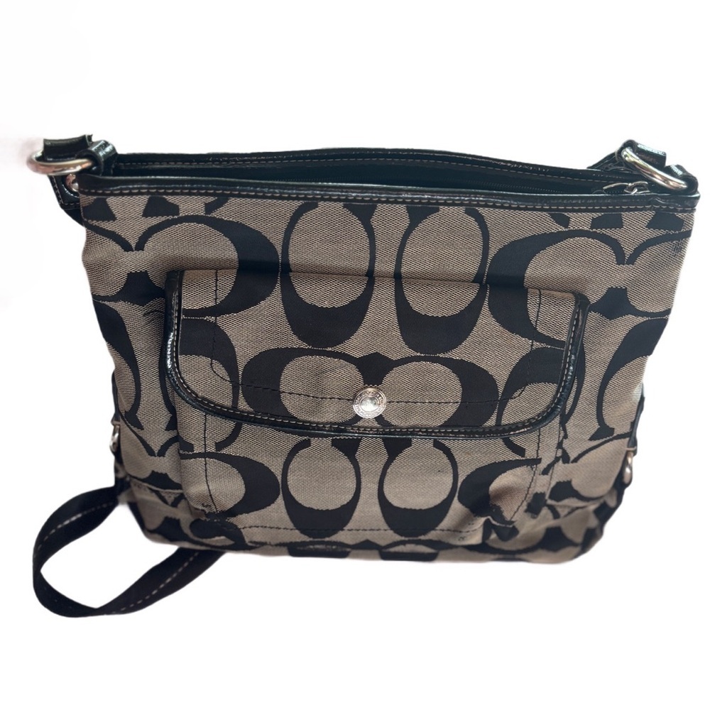Coach Signature Black and Brown Crossbody Bag